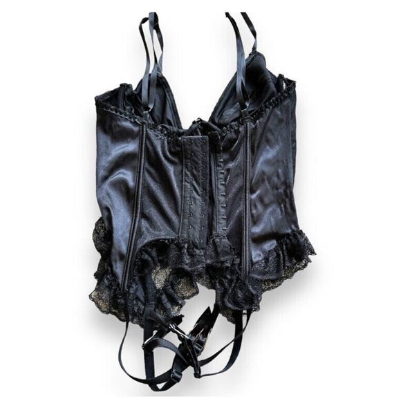 Vtg Corset Sz Large Whimsigoth Witchy Fairy Grunge Lace Satin Coquette Boning - Picture 5 of 7